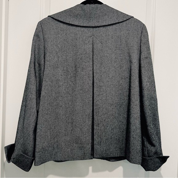 Talbots Black & White Striped Wool Blend Jackie Fit Pleated Peacoat/Jacket Sz 10 - Picture 9 of 12